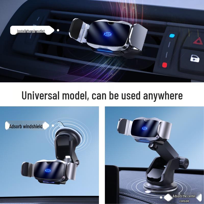 Magic Clip D7: Smart Car Phone Holder with Metal Induction and Auto-Clamp Air Vent Mount for Navigation