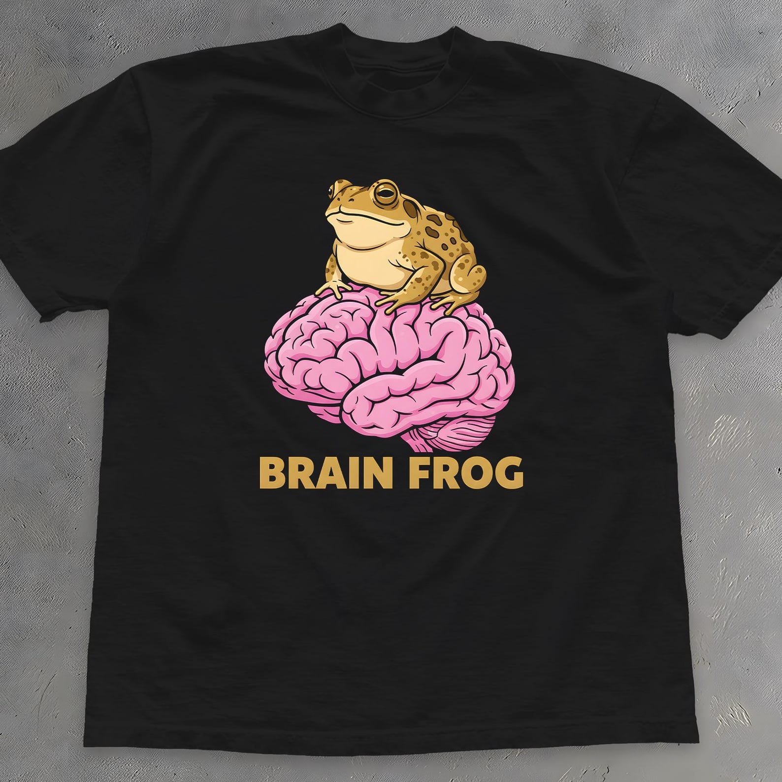 Brain Frog Shirt - Funny Frog Graphic T-Shirt - Unisex Cotton Tee L