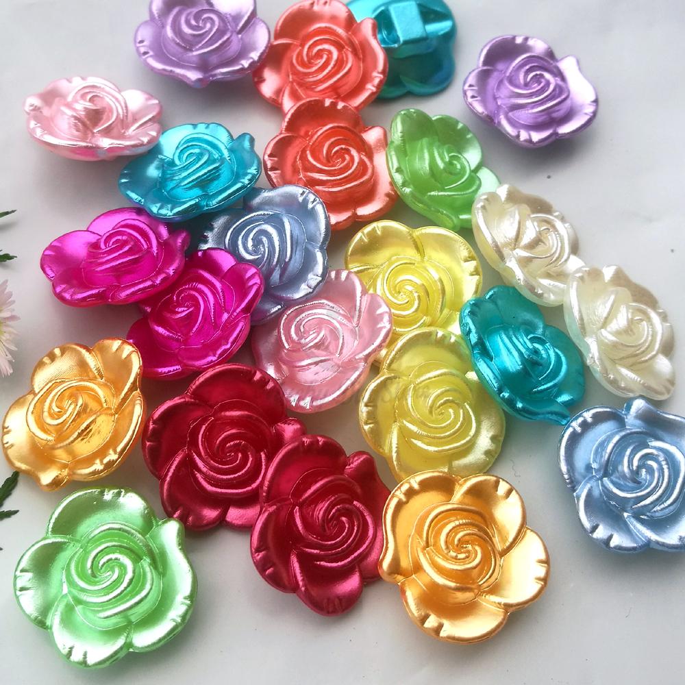 Wholesale 18mm ABS Pearl Flower Beads with Back Holes for Washable Multi-Color Garment and Home Decor 18mm 50pcs