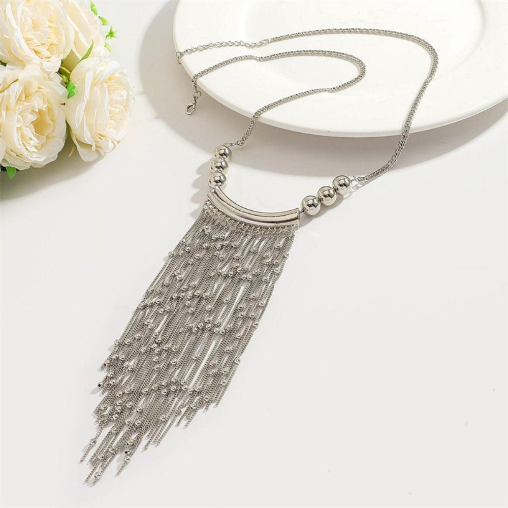 Tassel Bead Long Sweater Chain Multi-layer Bohemian Style Necklace Tassel Long Necklace  Women