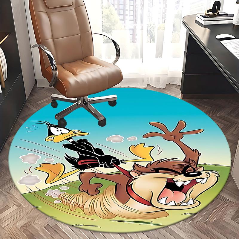 Looney Tunes Daffy Duck & Tasmanian Devil Round Chair Mat - Home Decor, Sofa Carpet