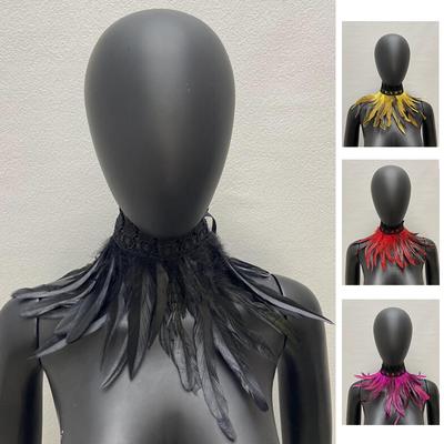 32 cm Cosplay Kleidung Zubehör Punk Feder Halsband Spitze Feder Halskette Gothic Feder Schal