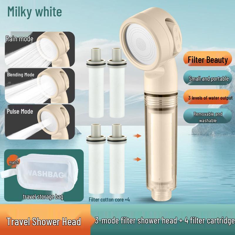 Lotus Head Universal Travel Shower Filter - Powerful Mini Showerhead for Hotels