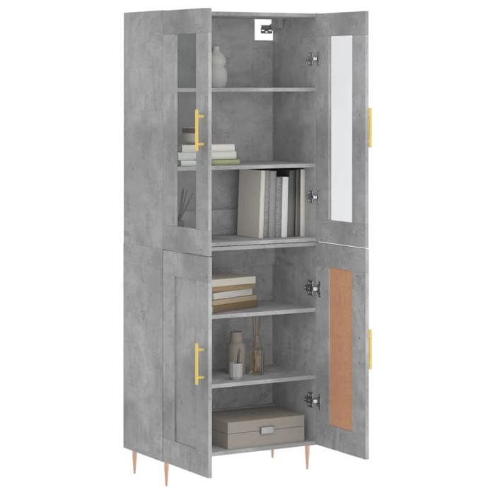 VidaXL Buffet haut Gris béton 69,5x34x180 cm Bois d'ingénierie 3198333