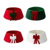 Christmas Tree Skirt Soft Faux Suede Bow Design Foldable Reusable Base Cover Festive Christmas Decoration