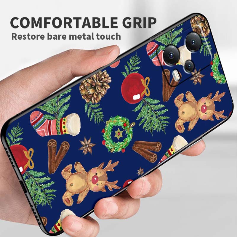 Christmas cartoon pattern For Xiaomi Redmi Note 15 14 13 12 12S 11E 11 11S Pro Plus 4G 5G Black Soft TPU Phone Case