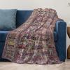 Luxurious Embroidered Fleece Blanket Vintage Style Throw Blanket Warm Soft Bed Cover Decorative Throw For Sofa Couch Gift Idea