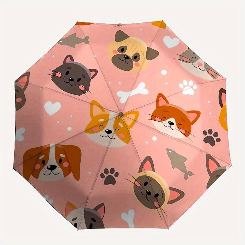 1pc Cute Pets Pattern Umbrella with Plastic Handle,Suitable for All Seasons Home Travel Outdoor UmbrellaB1801