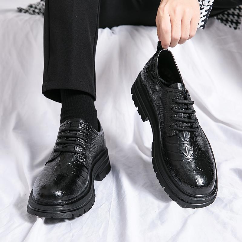 Sur-chaussures mocassins, petites chaussures en cuir, chaussures en cuir brillantes rehaussées à semelles épaisses style britannique, chaussures décontractées