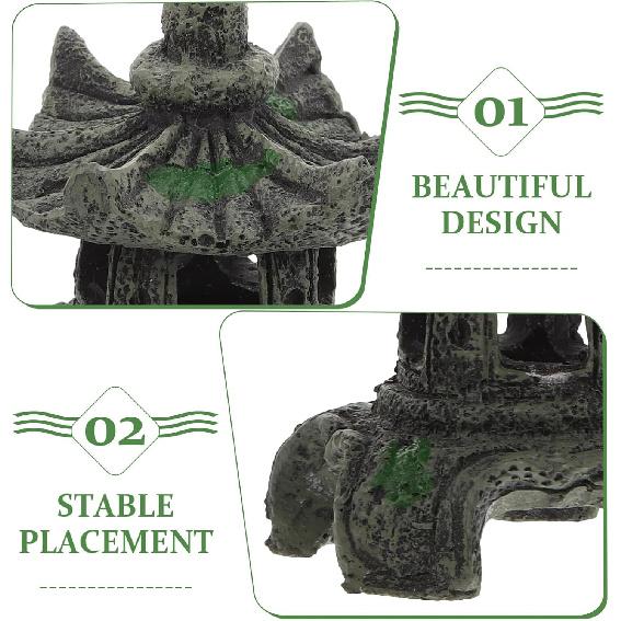 Pagoda Lantern Aquarium Landscaping Ornament Cave Decor Aquarium Breeding Cave Shrimp Shelter Fish Hideout Hideaway Fish Tank Bonsai Landscape Decor