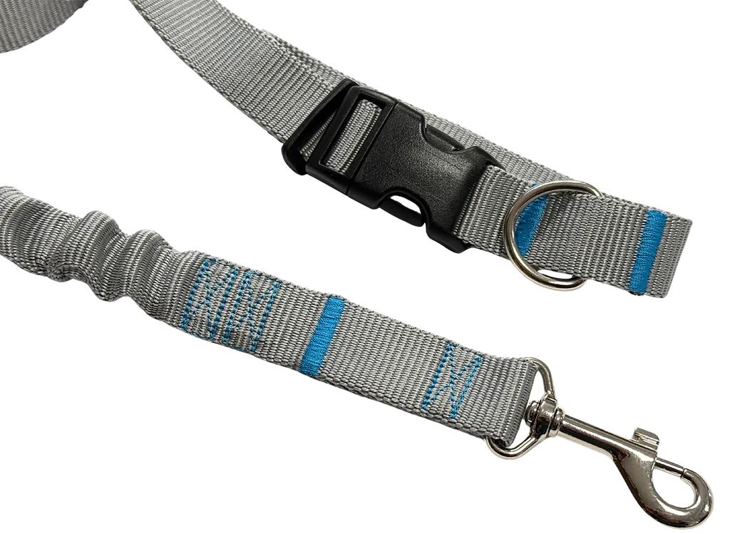 Dog Leash with Shock Absorber 380cm GRAY Adjustable HandsFree Made in Poland
