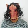 Horror pig head mask with hair