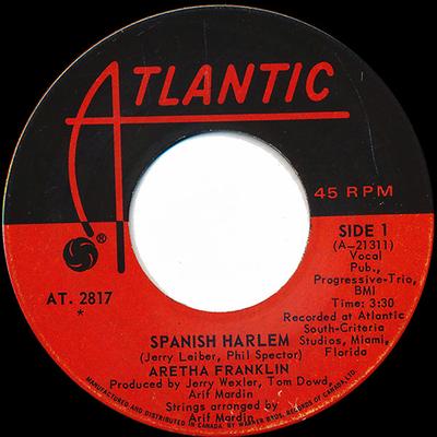 7 collu plate ARETHA FRANKLIN - Spanish Harlem / Lean On Me AT2817 Atlantic 1971 Kanāda Soul/Funk Lietota