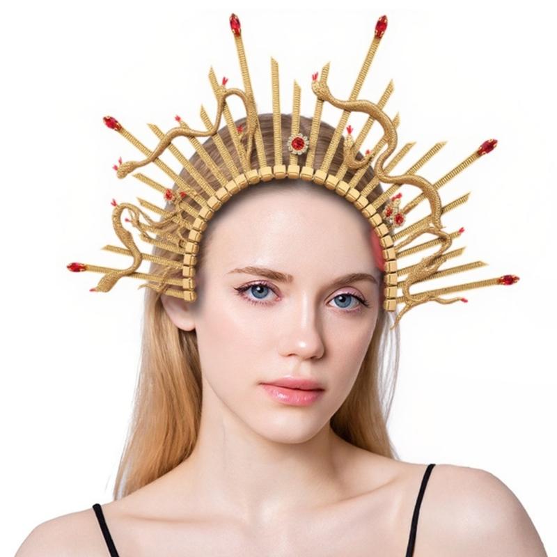Antique Snake Design Hairband With Spiked Design For Women Daily Use and Special Event Masquerades Party Headpiece