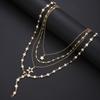 4pcs Fashion Simple Elegant Star Pendant Necklace Set Retro Pearl Y-Shaped Long Chain Necklace for Women Daily Wear Jewelry Gift