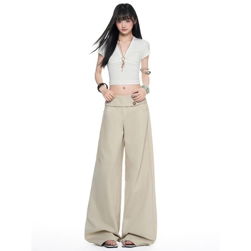 VIONA American Retro White Wide Leg Jeans Women Summer Loose Fit Simple Versatile Fashionable Floor-Length Pants Casual Trousers
