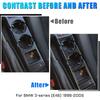 Carbon Fiber for BMW E46 1998-2006 Gear Shift Warning Button & Cup Holder Trim – Black Carbon Fiber Interior Panel Deco Cover.