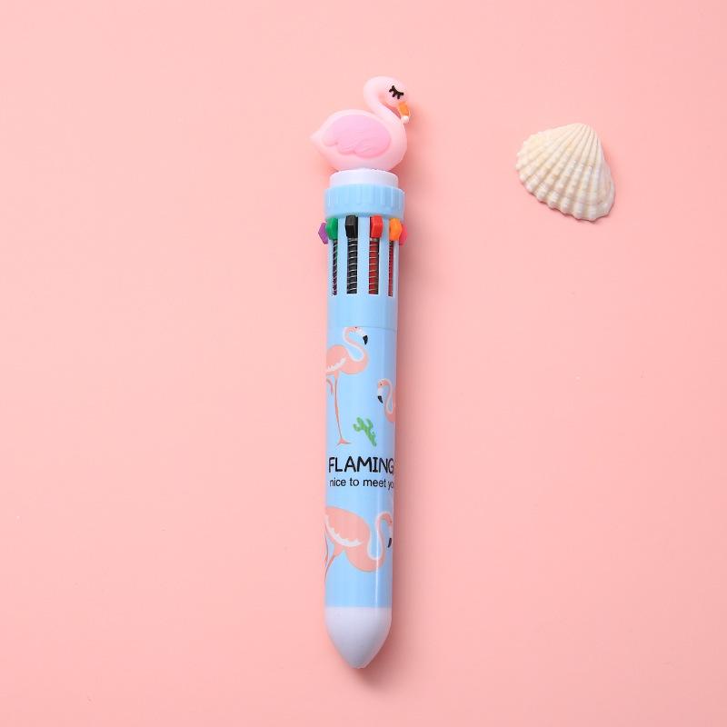 10 Colors Ballpoint Pen Cute Unicorn Cartoon Dinosaur Color Retractable Pen Multicolor In 1