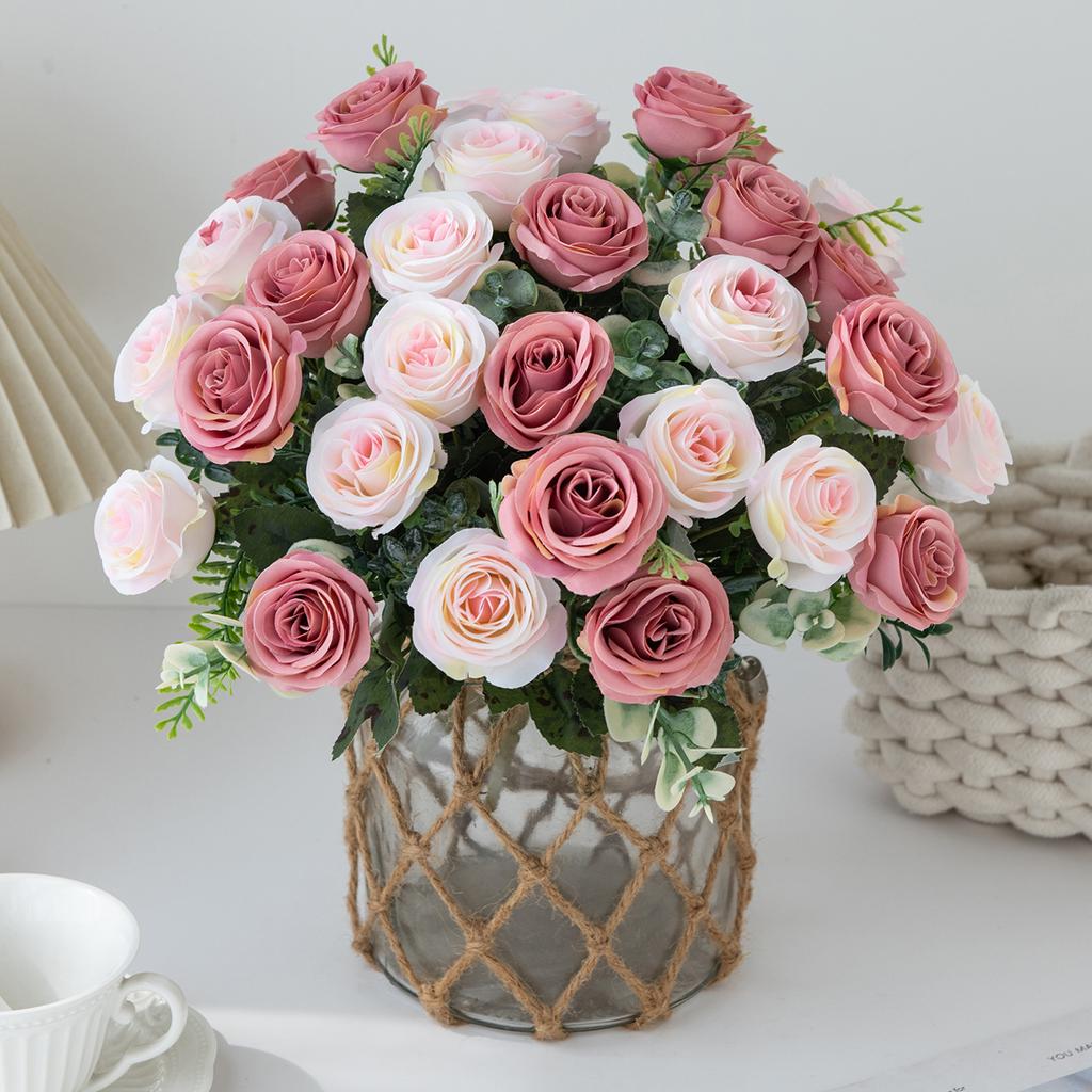 1/3pcs Silk Rose Artificial Flower Wedding Bridal Bouquet Home Room TableValentine's Day Outdoor Garden Diy Gifts Box Yard Decor
