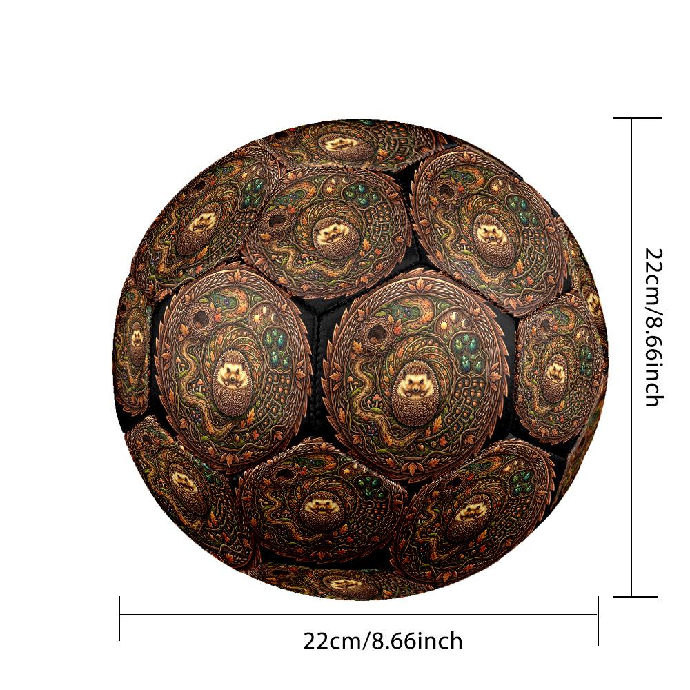Forest Hedgehog Mandala Round Football Size 5 Adult Ball Suitable for Training Matches and Outdoor Team.