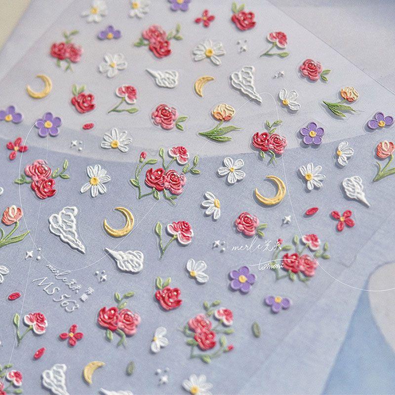 

Tomoni Rose Little Daisy Flower Nail Sticker Red Rose 563