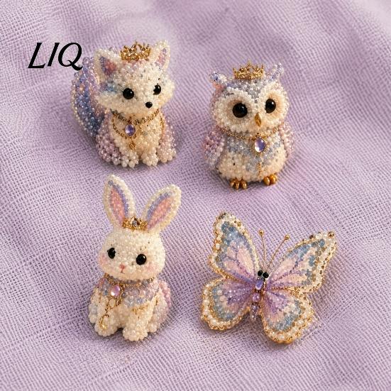 Collectible Bead Art Kit 1 Set 3D Beaded Animal DIY Kit, Beading Crafts with Instructions, Handmade Insect Bird Fairy for Kids Adults Beginners