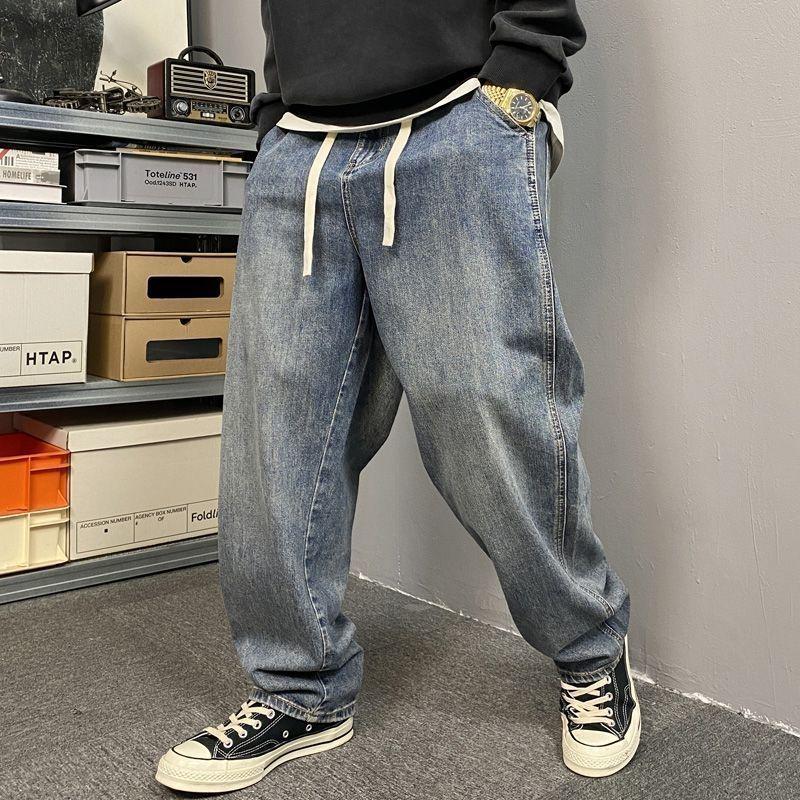 Pánské ležérní retro punkové harémové džíny - Volný střih, Široká nohavice, Design se stahovací šňůrkou