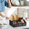 Wooden Coffee Storage Box Multi Compartment Wood Coffee Pod Tea Bag Holder with Slot Multi-Purpose Coffee Bar Storage Holder