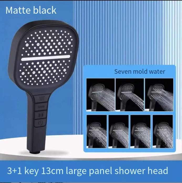 Bathroom Chrome Shower 3 Piece Shower Holder Hose Detachable 8 Speed Booster Hand ABS Waterfall Shower Head (Black,ABS Plastic) чёрный