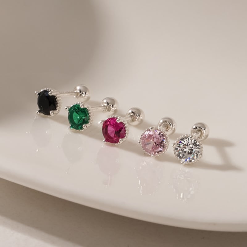 JEWNEL (1+1)Silver925 Aubrey Color Cubic Piercing (3mm /5 colors)