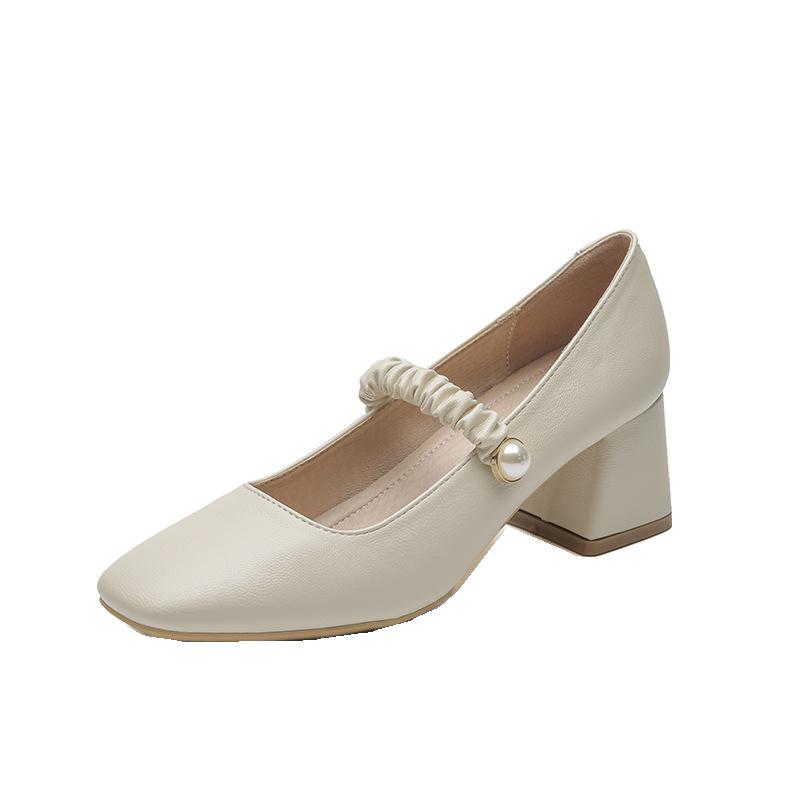 Xin Hongxin Shoe Factory Hepburn Women's Shoes High Heels Thick Heel Single Shoes Women's Square Head Baotou Retro Mary Jane Women's Shoes