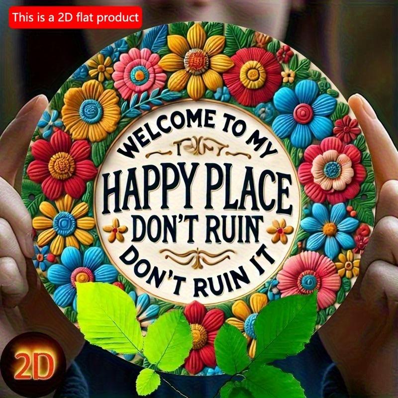 2d Flat 20*20cm, "Welcome, Please Take Off Your Shoes After Entering, Thank You" Circular Wooden Decoration, Suitable for Living Room, Cafe, Offices.