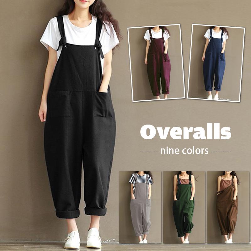 Women's Strap Loose Jumpsuit Summer Casual Pants Sleeveless Oversized Romper Baggy Overalls Jumpsuit