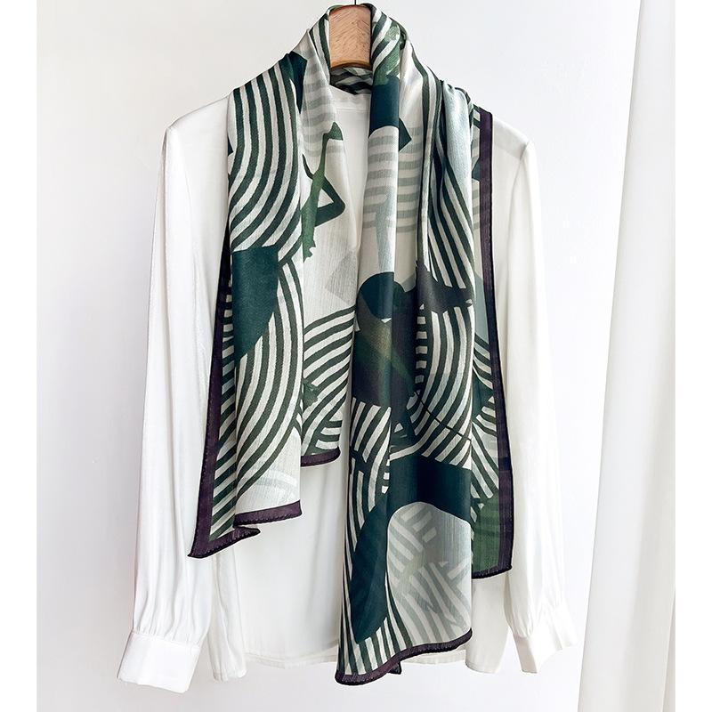 Lines Spring and Autumn Summer New Fashionable Strip Scarf with Shirt Suit Professional Scarf Multifunctional Headband Kitten Women