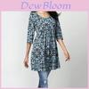 Elegantes Plus Size Damen Druck Langarm Mini Kleid T-Shirt Tunika Herbst S-5XL