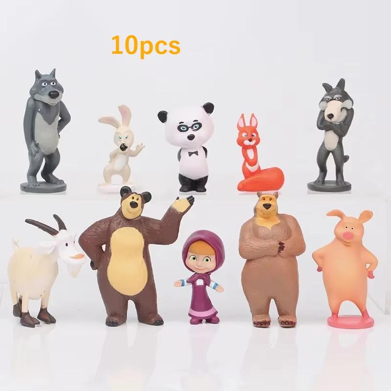 

10pcs Masha Figure Toys Set | Classic Cartoon Bear Dolls Ideal Gift for Kids 10pcs