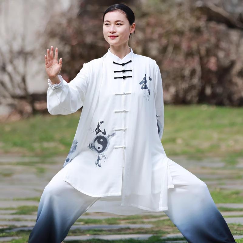 Women's Gradient Tai Chi Clothing 2025: High-End Competition and Practice Outfit for Spring/Autumn (Medium-Long Style)