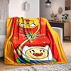 1pc Adventure Time Flannel Throw Blanket - Lightweight Soft Warm All-Season Blanket for Sofa, Bed, Travel, Camping  L1029184