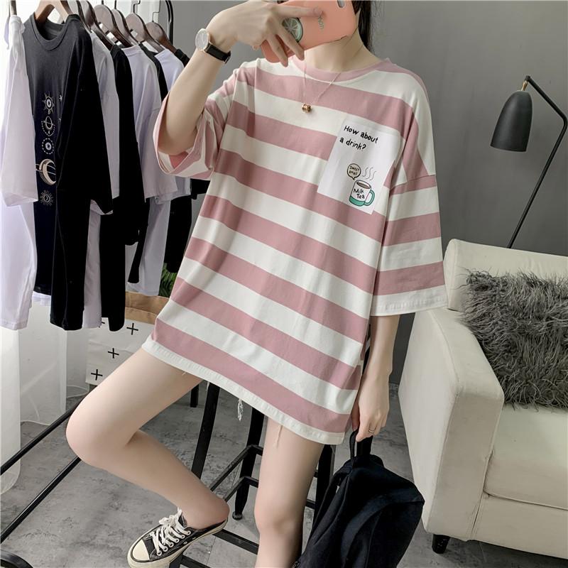 UNISEX t-shirts 2025 Summer oversized Women T-shirt korean stripe graphic y2k Tops Large size long T shirt Harajuku women's Clothes