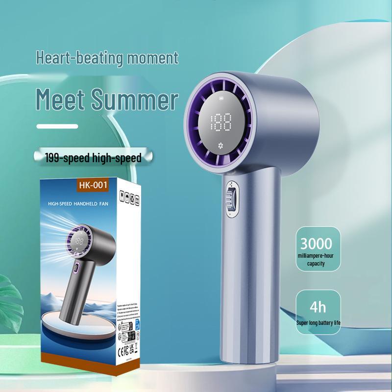 Compact USB Handheld Fan with Digital Display & Long Battery Life