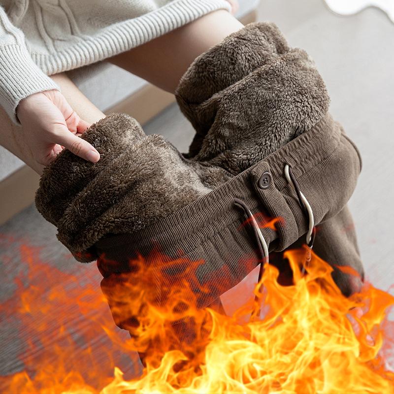 

Осень и зима Новые плюшевые и утолщенные спортивные брюки свободного покроя с высокой талией и завышенной талией 4XL коричневый