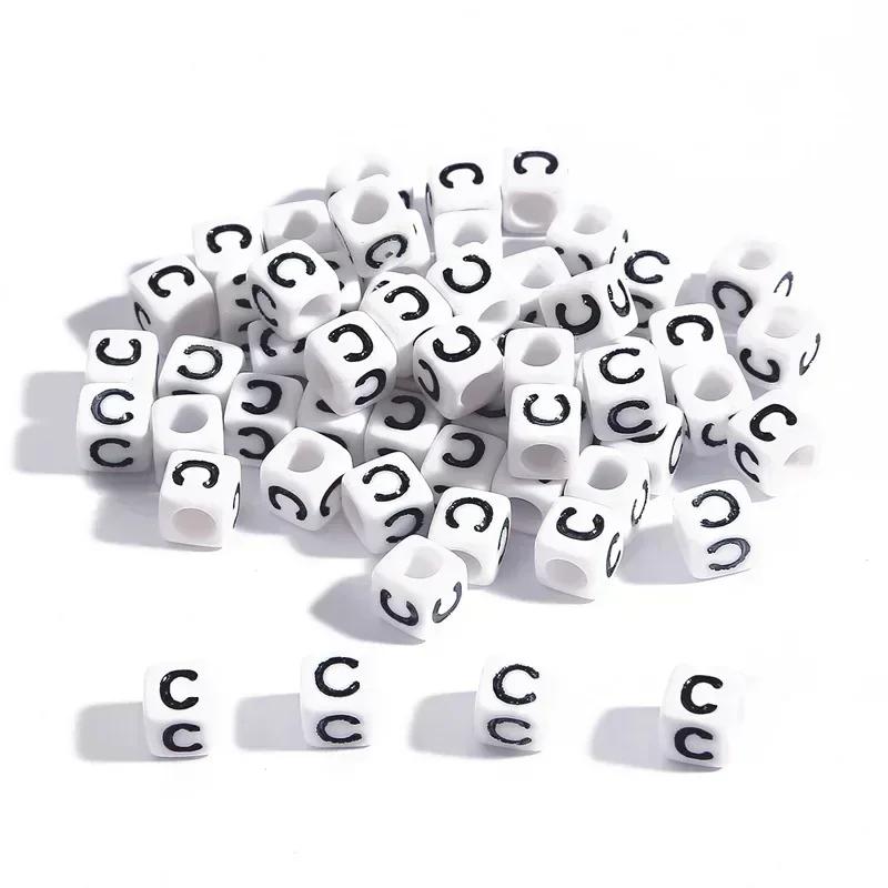 100-500pcs Acrylic A-Z Letter Bead White Square Cube Alphabet Bead for Jewelry Making Diy Bracelet Necklace Earrings Accessories