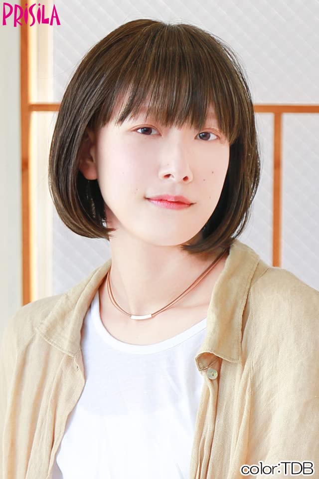 [Priscilla] Hat Wig Fit Bob Heat Resistant Dark Brown