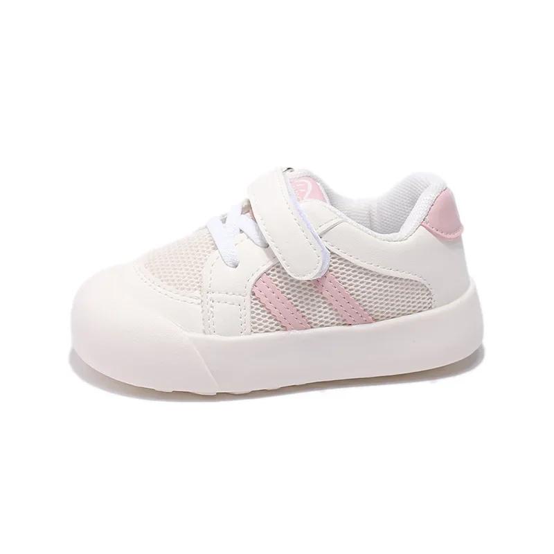 

Мальчики Девочки Кроссовки Мысок Закрыт Студенческие Повседневные Туфли Нескользящие На липучке 2024 Новая Мода Детская Спортивная Обувь Сетчатая Дышащая 22 розовый