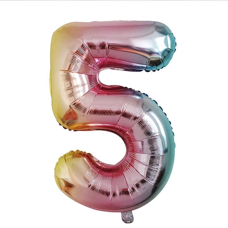32-Inch Gradient Color Aluminum Foil Number Balloons - US Version