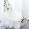 Delicate Wedding Flower Girl Basket with Lace Flowers Roses Ig Popular for Party