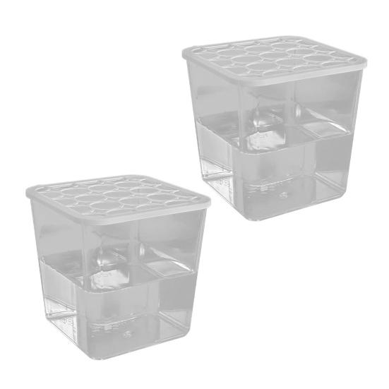 1/2/4Pcs Mini Flowerpot Round Hole Lid Transparent Design Easy Flower Arrangement Square Plastic Pot Home Decor
