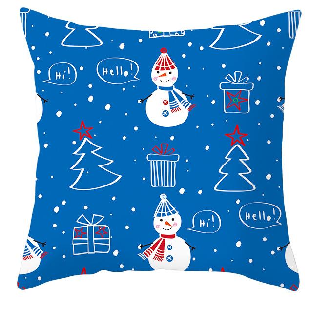 New Blue Snowflake Pillow Cover Winter Christmas Snowman Cushion Cover