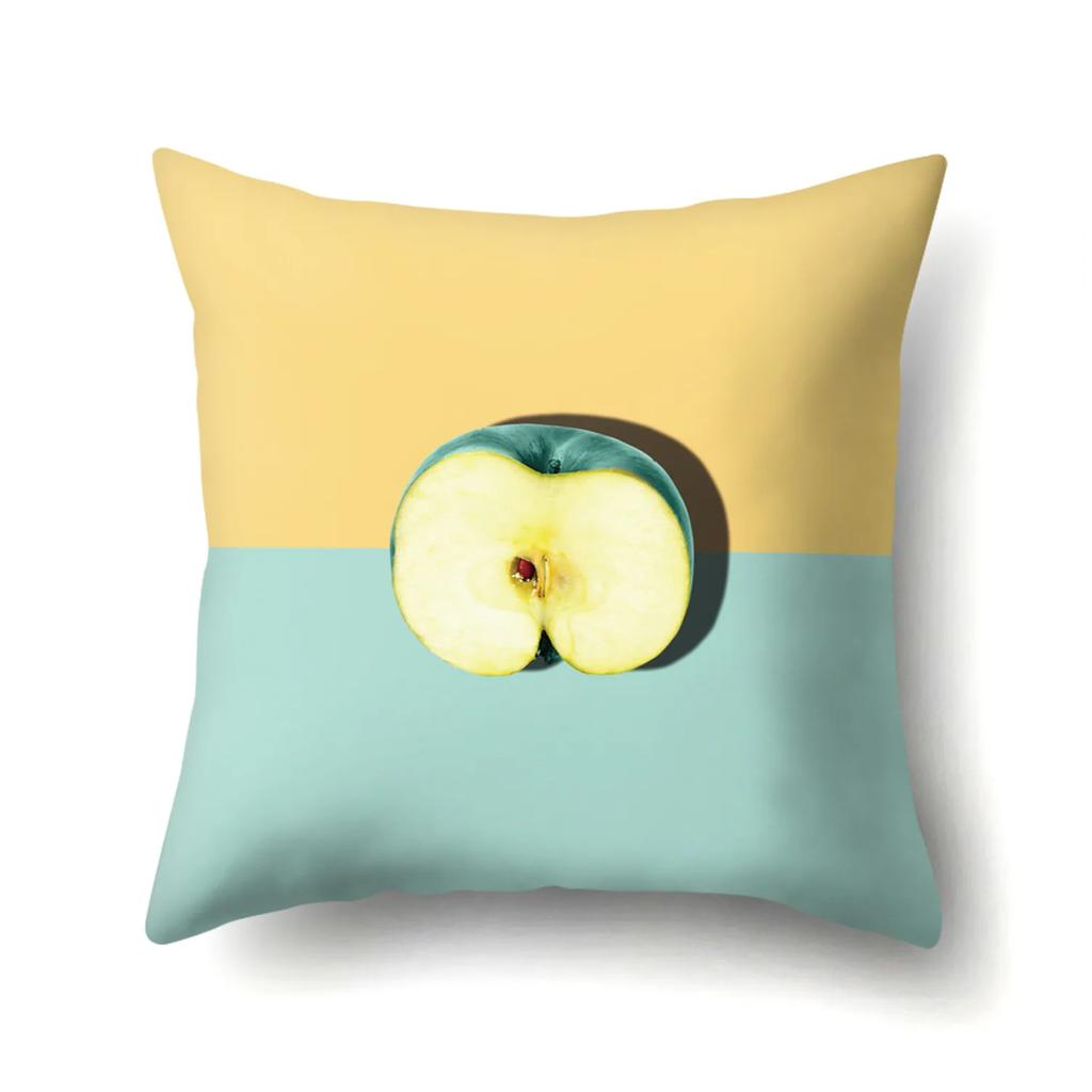 Dekorativer Kissenbezug mit Wassermelonen-Erdbeer-Kiwi-Zitronen-Motiv, Obstmuster, Kissenbezug, Heimdekoration für Sofa, Bett, Wohnzimmer, 45 x 45 cm