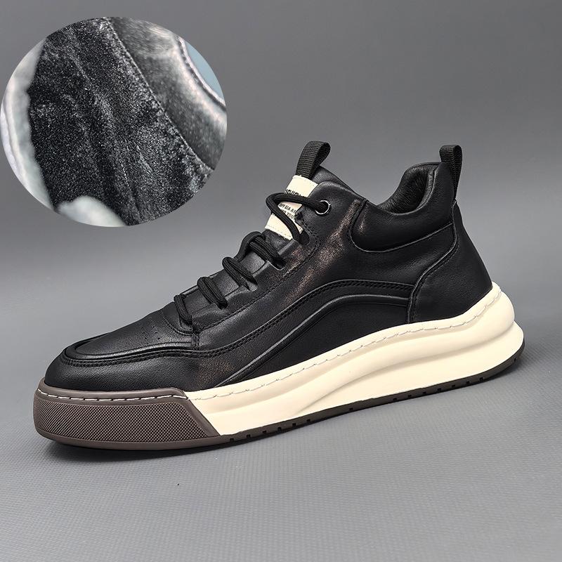 

Зимние мужские высокие кроссовки для сноубординга Мужские кожаные туфли Европейская мужская обувь Британский стиль Повседневная обувь из хлопка высокого класса 43